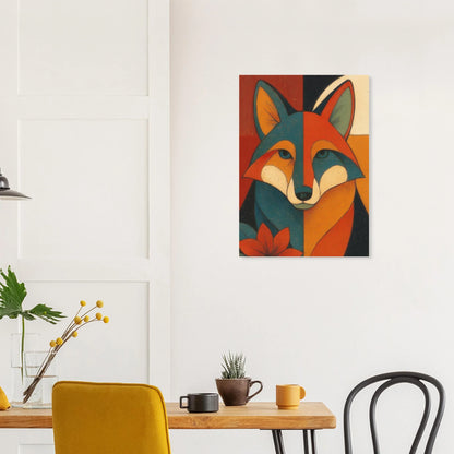Djur: Vibrant Cubist Fox Art Print – Modern Nordic Elegance for Your Home