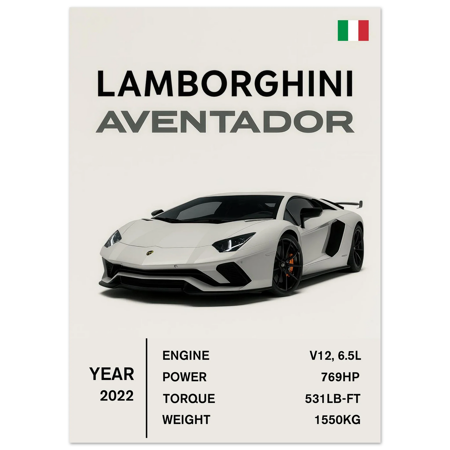 Lamborghini Aventador Modern Bilaffisch - Lyxig Superbil Konstavla