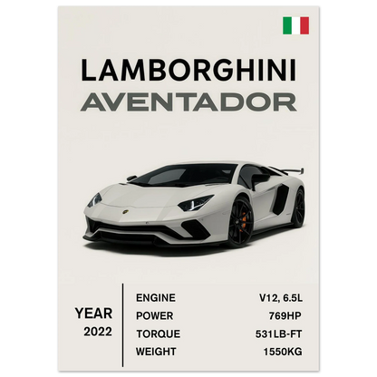 Lamborghini Aventador Modern Bilaffisch - Lyxig Superbil Konstavla
