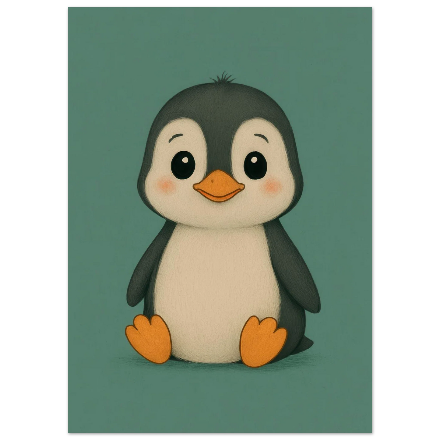 Cute Baby Penguin Art Print - Playful Nursery Decor in Various Sizes