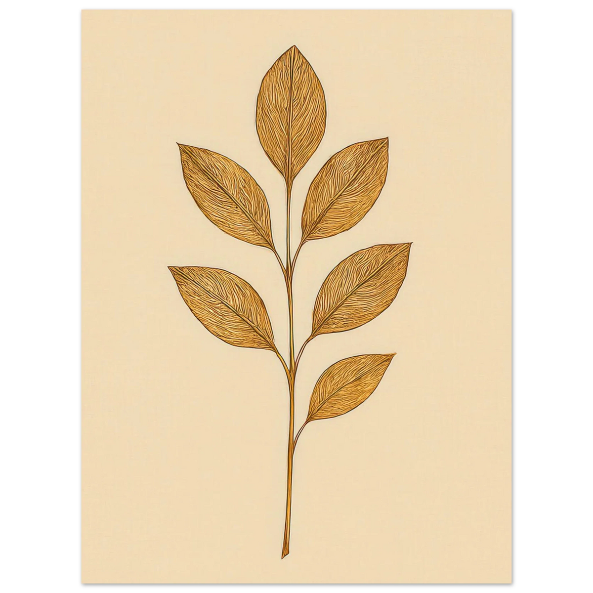 Frukter Golden Leaf Art Print - Minimalistisk Botanisk Väggkonst i Olika Storlekar