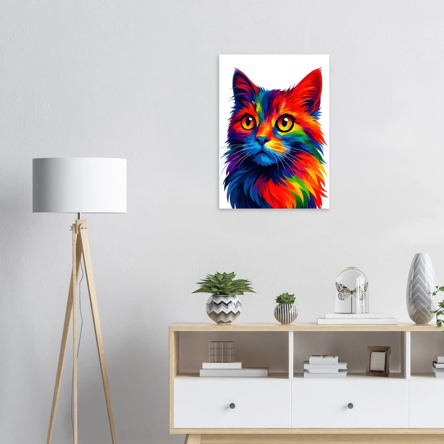 Färgexplosion Katt Konsttryck - Djur | Levande Pop Art Inspiration för Ditt Hem