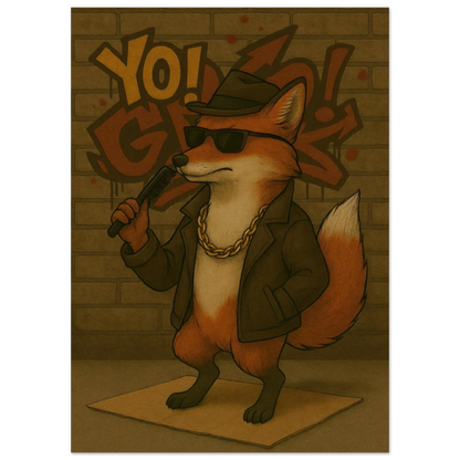Urban Fox King: Hip-Hop Inspired Art Poster – Available in 29 Sizes