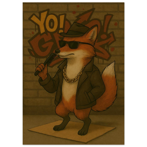 Urban Fox King: Hip-Hop Inspired Art Poster – Available in 29 Sizes