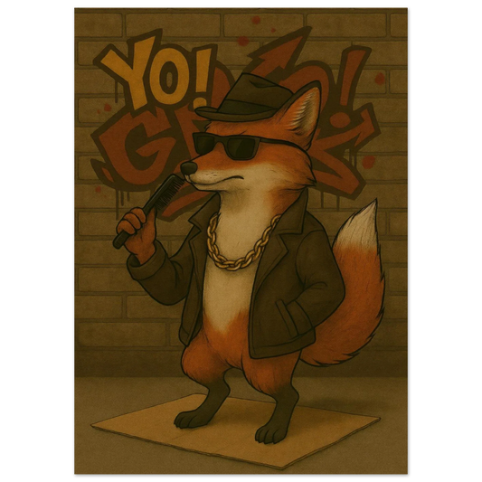 Urban Fox King: Hip-Hop Inspired Art Poster – Available in 29 Sizes