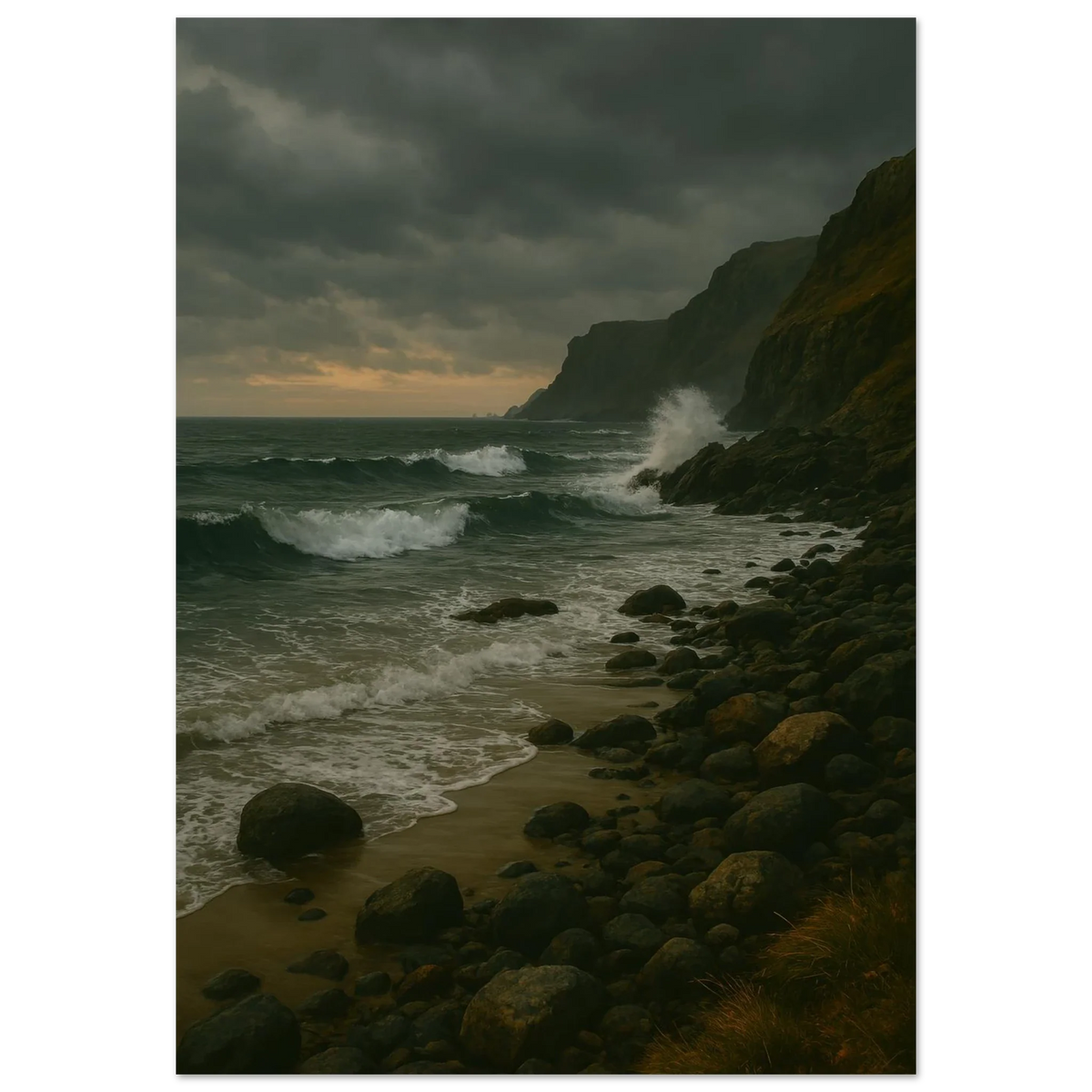 Dramatic Stormy Coastline Poster - "Porshe 911 GT3 Test" Art Print in Various Sizes