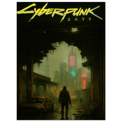 Cyberpunk Poster - Övergiven Stad Art Print on Premium Paper