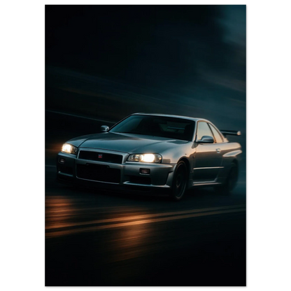 Nissan Skyline Night Drive Poster - Premium Automotive  Art Print