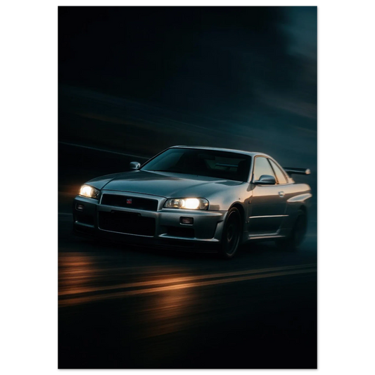 Nissan Skyline Night Drive Poster - Premium Automotive  Art Print