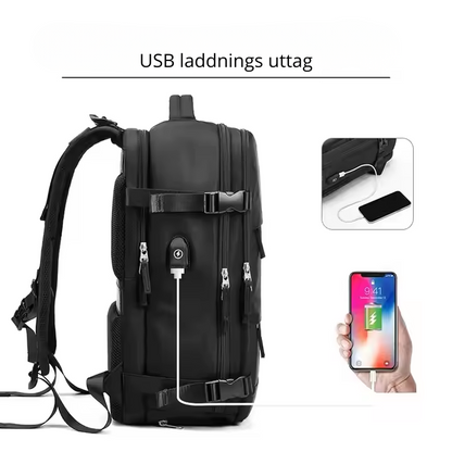 Reseryggsäck 35L, 180° öppning och skofack