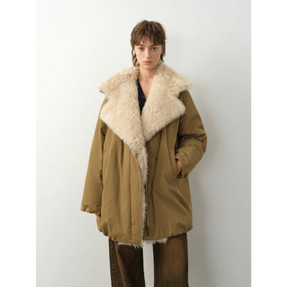Fur coat with detachable fur collar - goose down parka