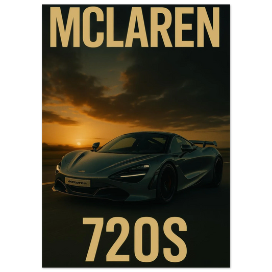 McLaren 720S Sunset Drive Poster - Premium Automotive Art Print for Car Enthusiasts