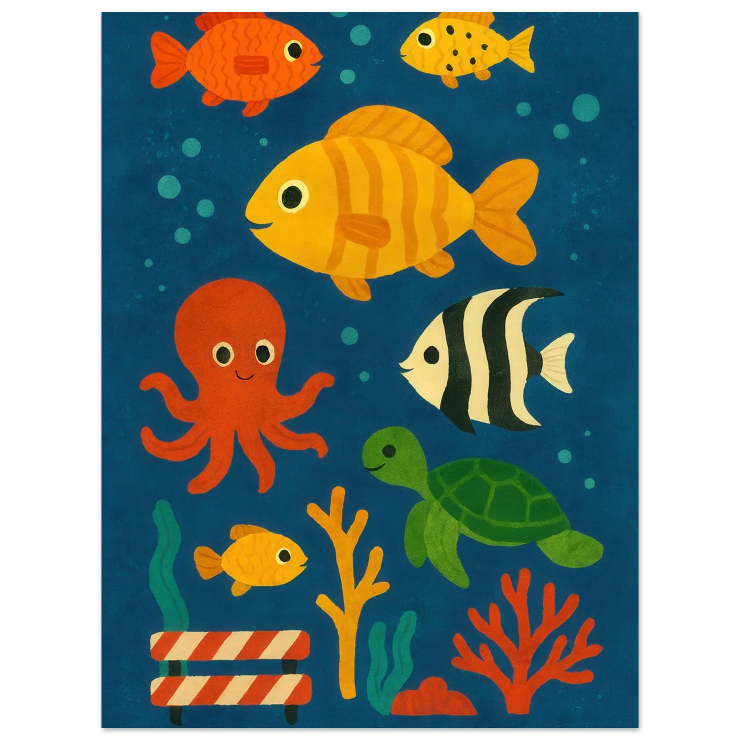 Ocean Friends: Colorful Under-the-Sea Adventure Print in Various Sizes