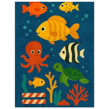 Ocean Friends: Colorful Under-the-Sea Adventure Print in Various Sizes