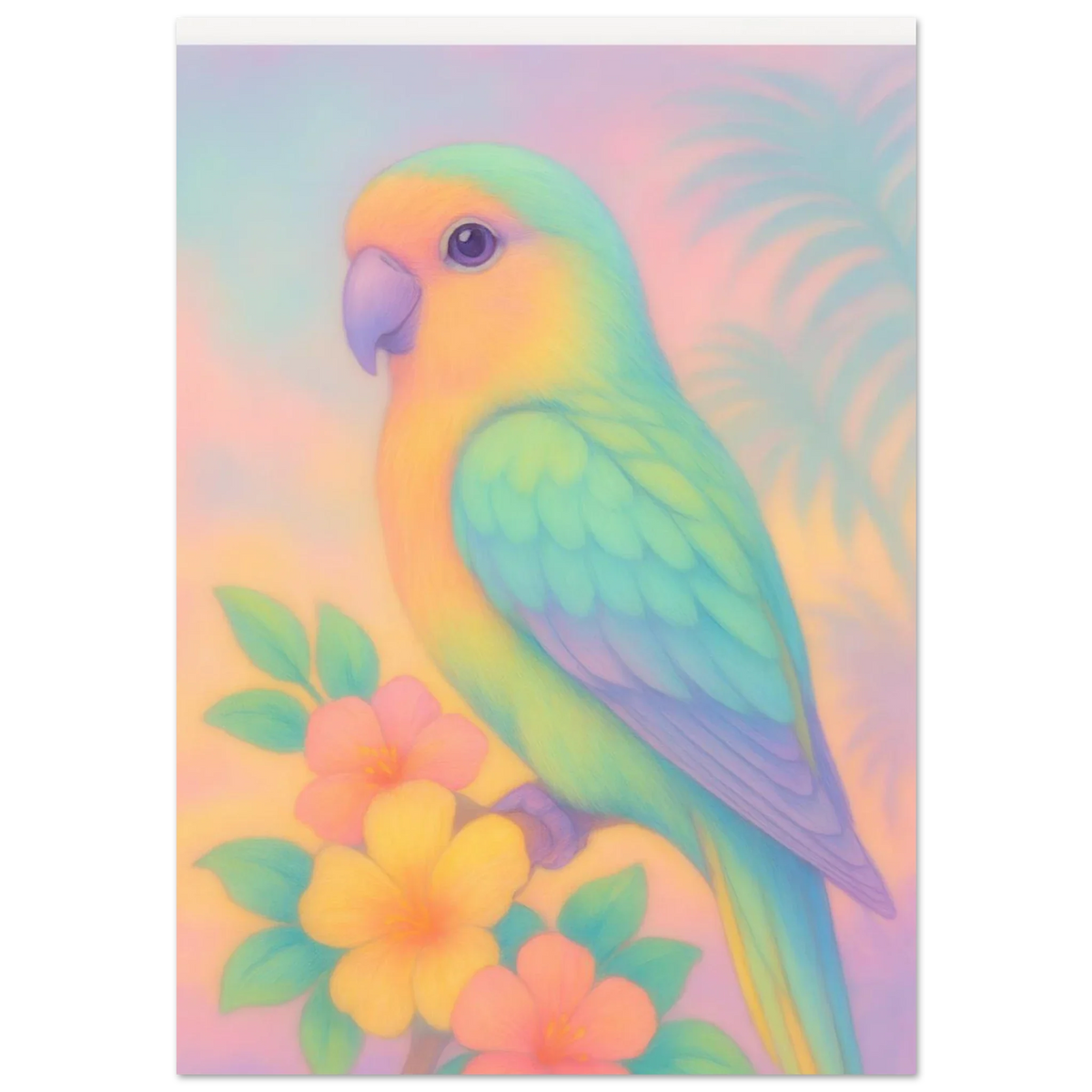 Pastel Paradise Parrot Wall Art – "Djur" – Dreamy Tropical Print for Home Décor