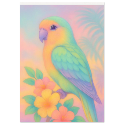 Pastel Paradise Parrot Wall Art – "Djur" – Dreamy Tropical Print for Home Décor