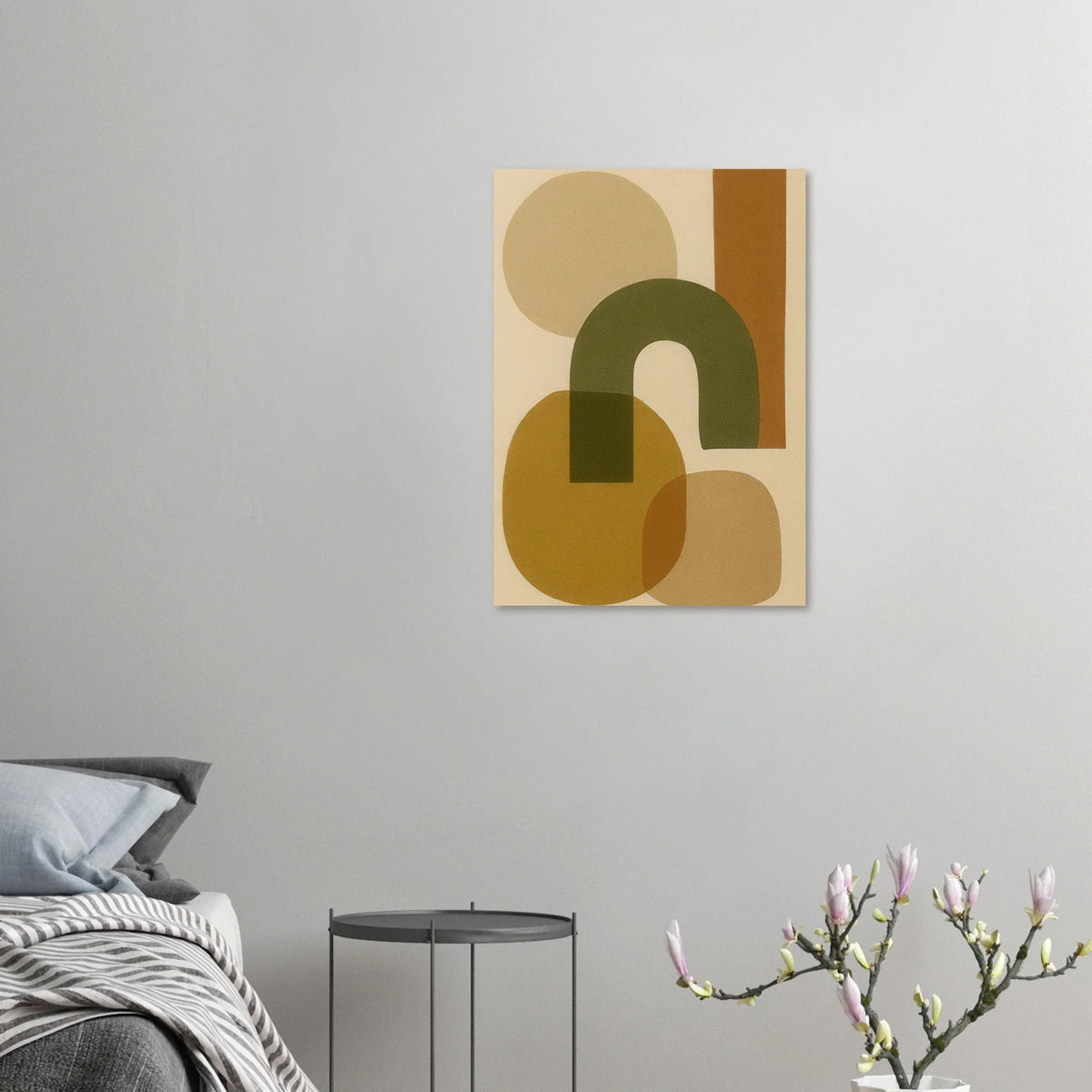 Abstrakt Minimalist Jordnära Geometrisk Konsttryck – Väggkonst i Varma Toner för Ett Lugnt Hem