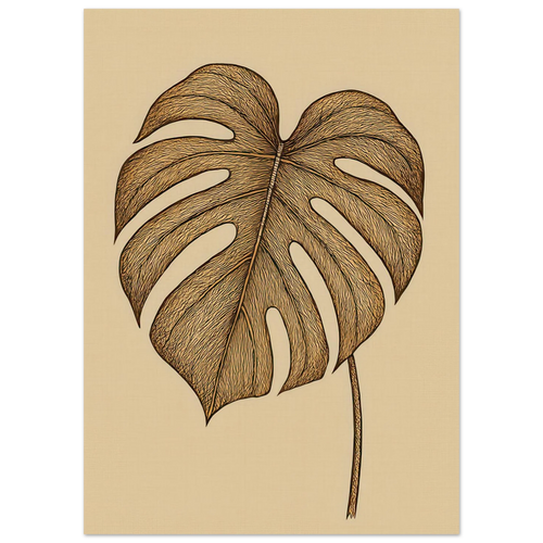 Frukter: Elegant Monstera Leaf Art Print – Elevate Your Space with Nature's Golden Touch, Available in Multiple Sizes