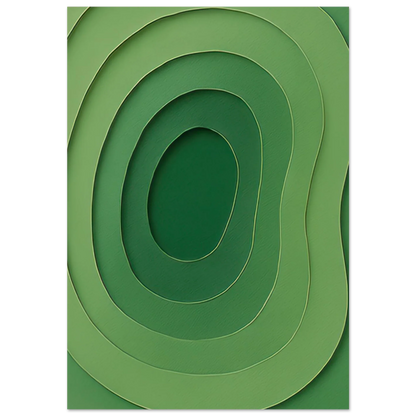 Abstrakt Grön Våg Konsttryck | Minimalistisk Landskapsinspirerad Poster i Flera Storlekar