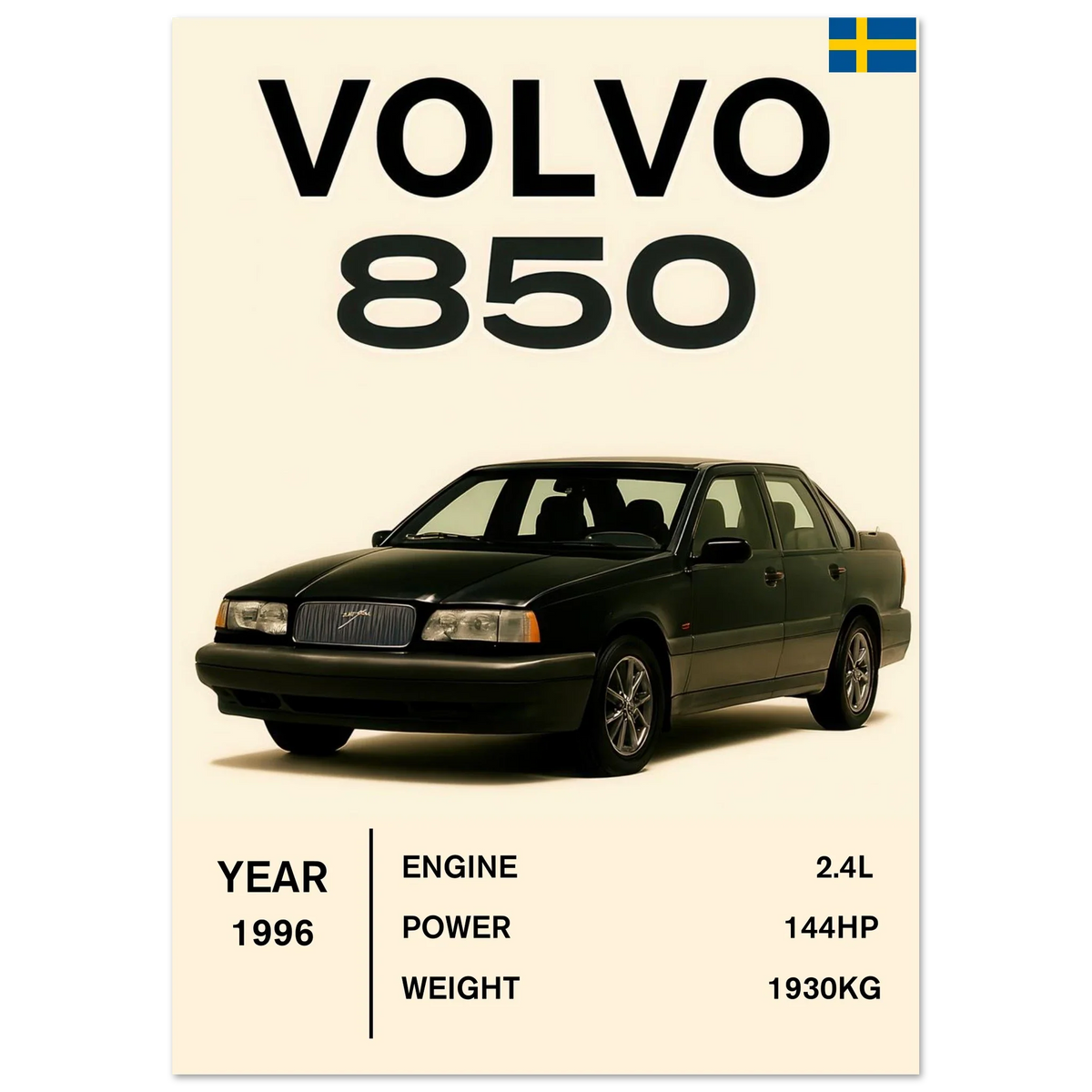 Volvo 850 Klassisk Bil Affisch – Fånga Tidens Elegans med Premium Konsttryck