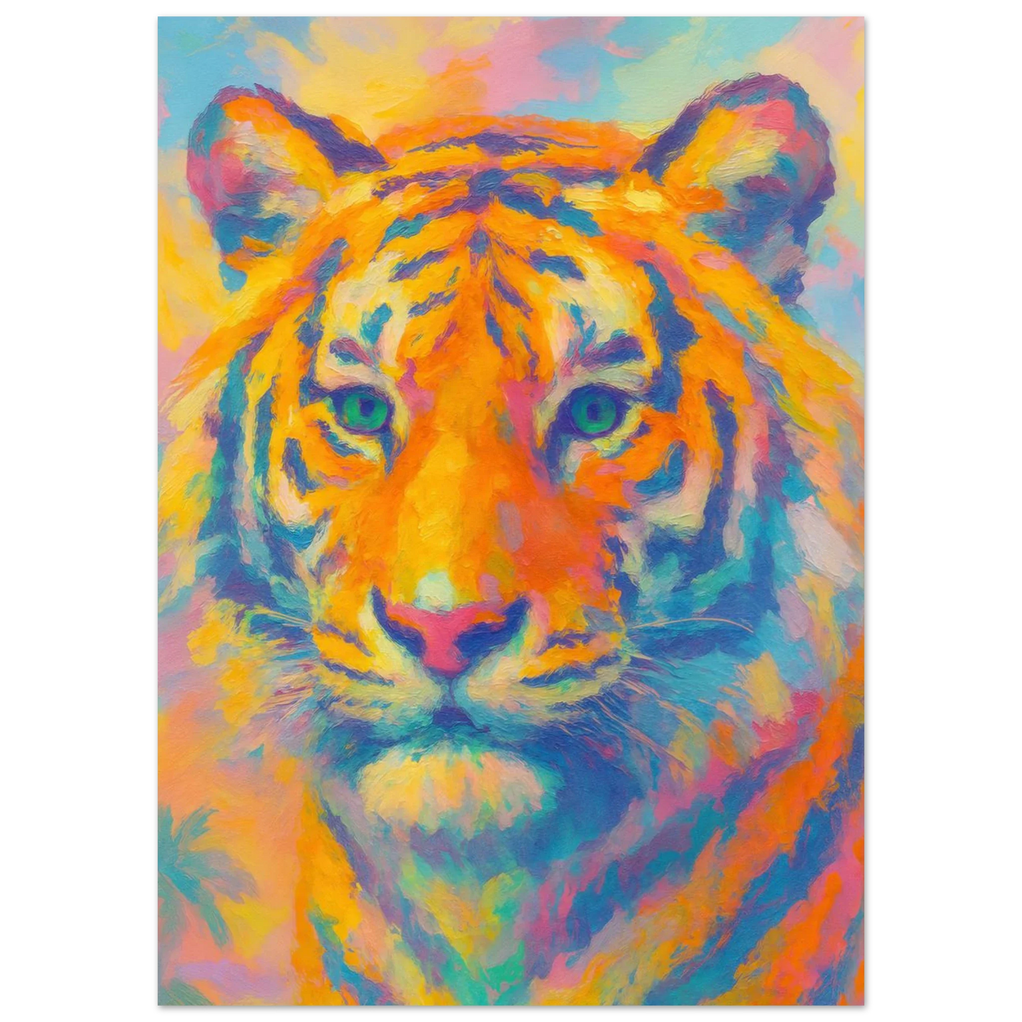 Djur: Psychedelic Tiger Canvas Print - Vibrant Abstract Wildlife Art in Multiple Sizes