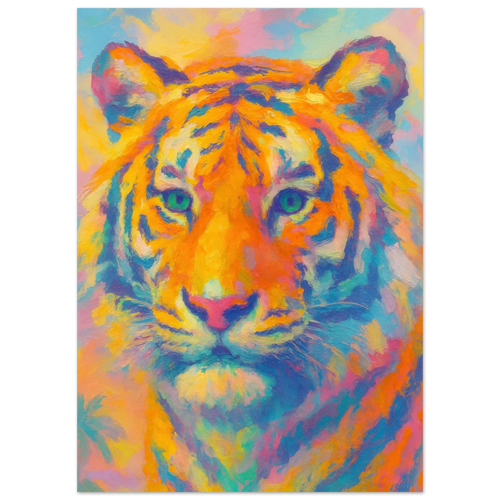 Djur: Psychedelic Tiger Canvas Print - Vibrant Abstract Wildlife Art in Multiple Sizes