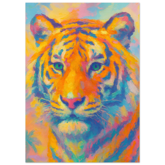 Djur: Psychedelic Tiger Canvas Print - Vibrant Abstract Wildlife Art in Multiple Sizes