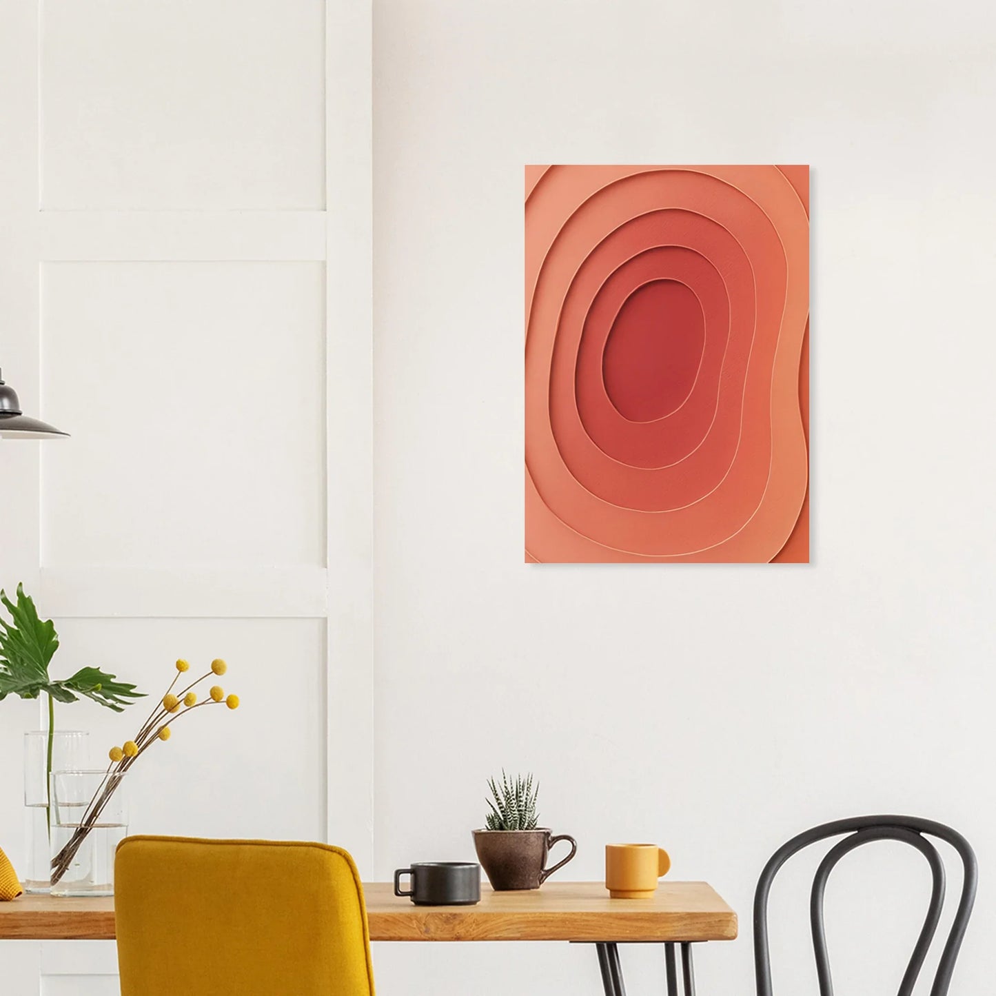 Abstrakt Värme: Minimalistisk Konturkonst i Terrakotta & Persika - Premiumposter i Valfri Storlek