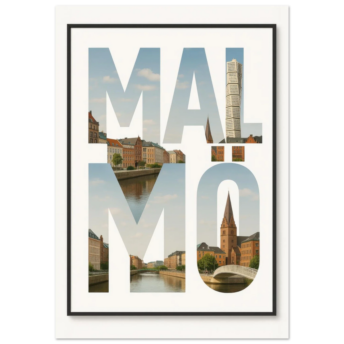 Malmö Cityscape Art Poster - Iconic Landmarks & Urban Charm Print