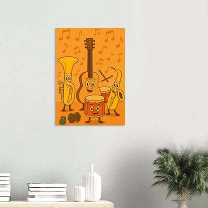 Melodiösa Vänner: Lekfull Poster med Musikinstrument för Barnrummet i Olika Storlekar