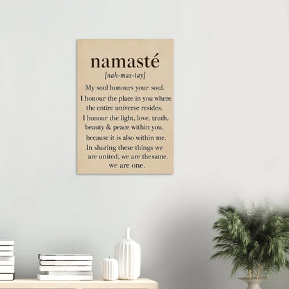 "Namaste" Inspirerande Väggkonst Tryck, Beige & Svart Typografi Konsttryck i Flera Storlekar