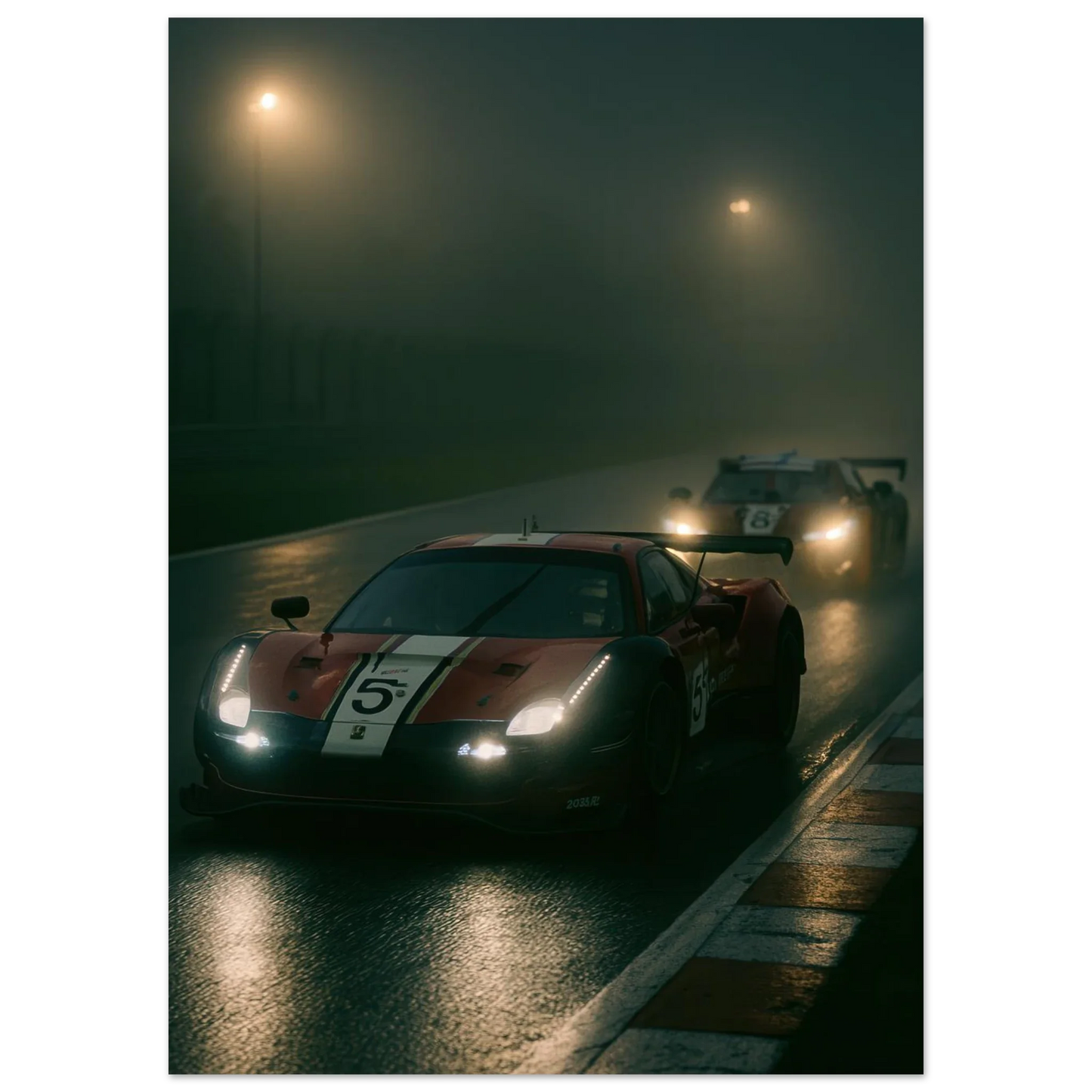 Bilar i Dimma: Dynamisk MotorSport Poster för Entusiasten