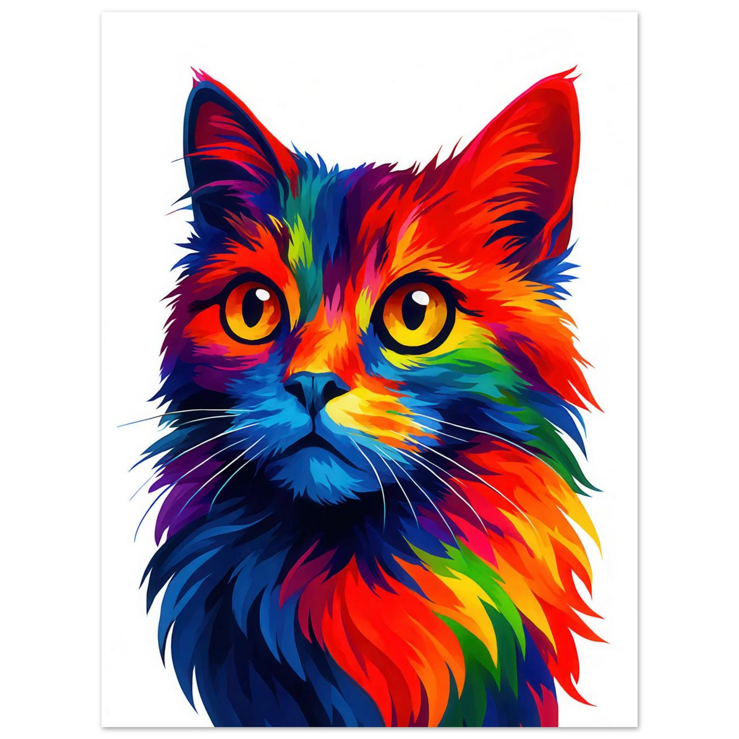 Färgexplosion Katt Konsttryck - Djur | Levande Pop Art Inspiration för Ditt Hem