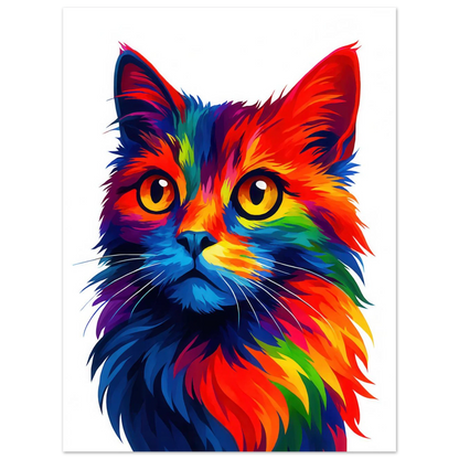 Färgexplosion Katt Konsttryck - Djur | Levande Pop Art Inspiration för Ditt Hem