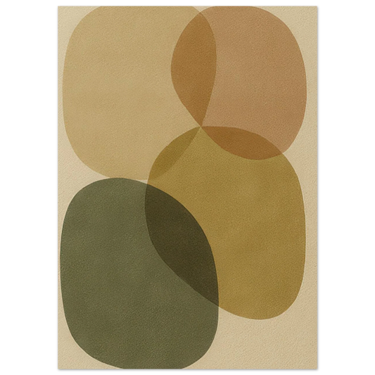 Abstrakt Minimalist Earth Tones Overlapping Shapes Art Print – Serene Wall Decor in Multiple Sizes