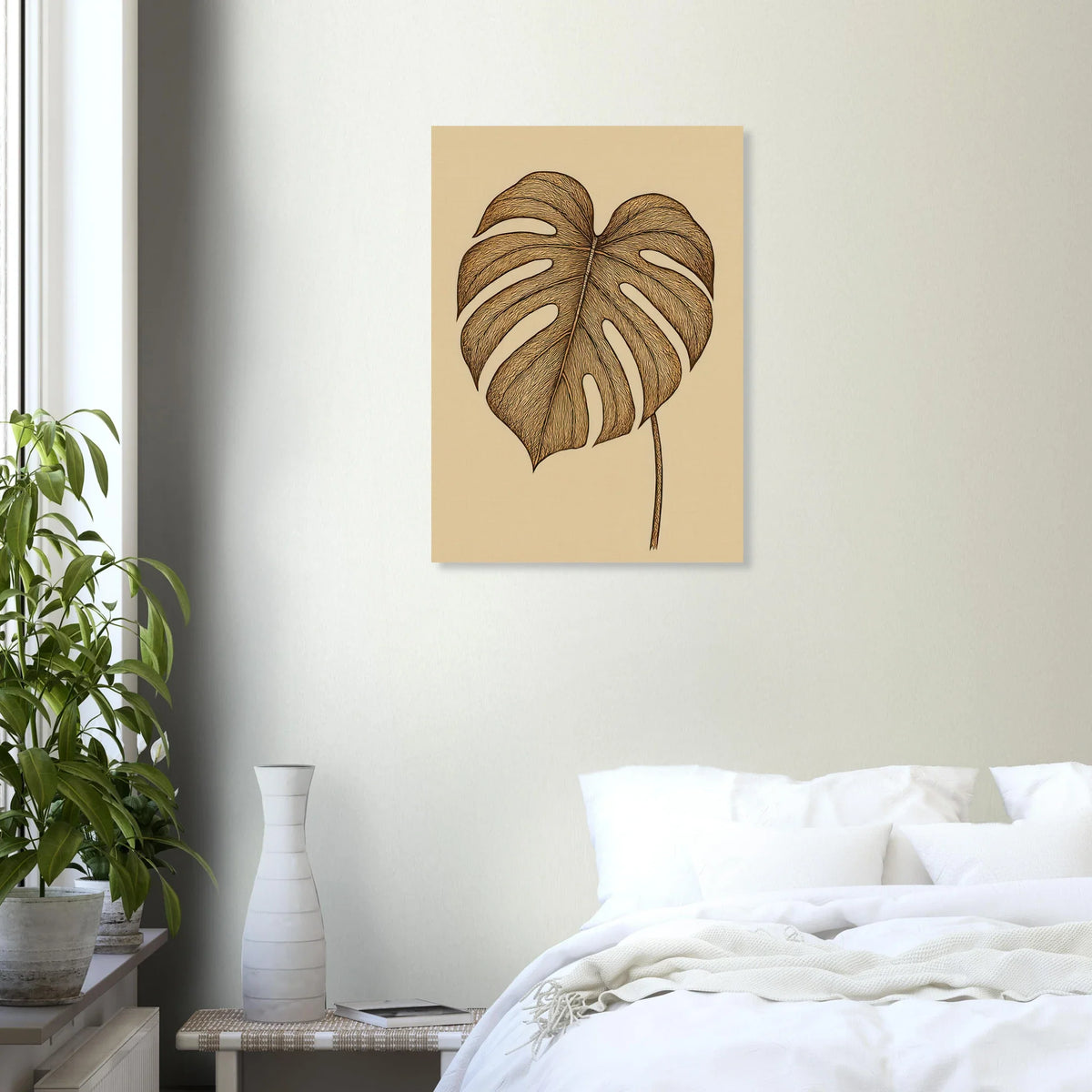 Frukter: Elegant Monstera Leaf Art Print – Elevate Your Space with Nature's Golden Touch, Available in Multiple Sizes