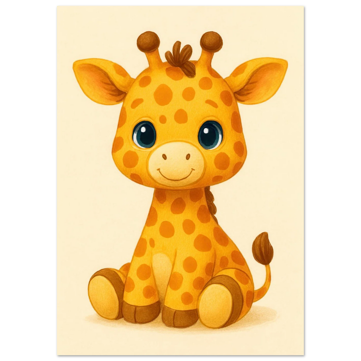 Söt Giraff Illustration Konsttryck – Läckert Barnrumsinredning i Olika Storlekar