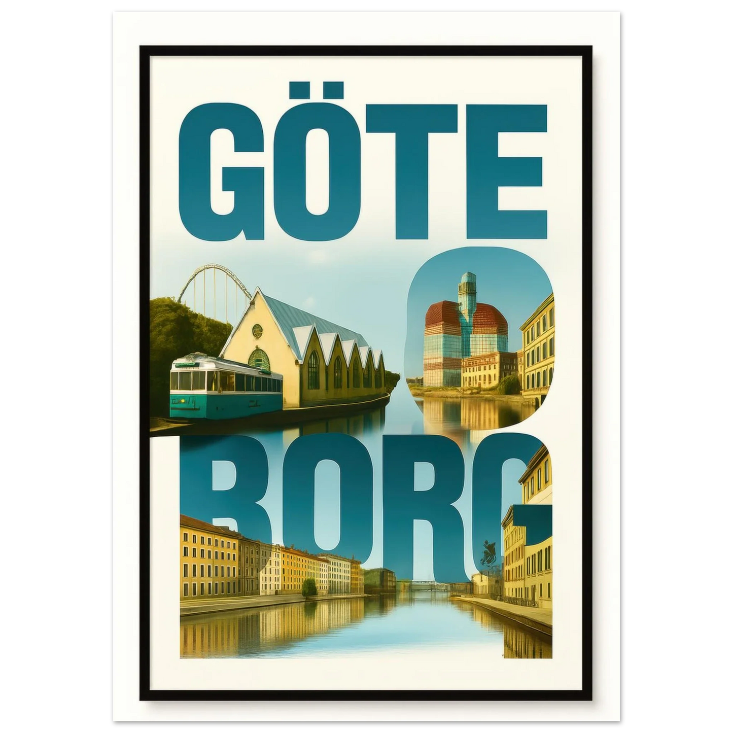 Göteborg Cityscape Art Print – Vibrant Swedish City Poster with Iconic Landmarks in various sizes