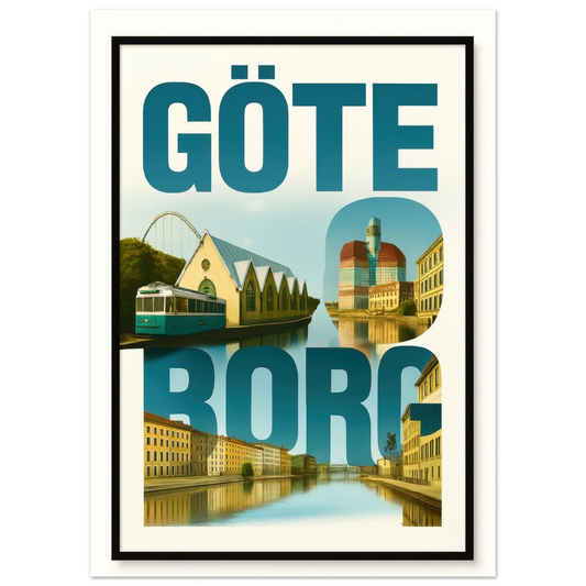 Göteborg Cityscape Art Print – Vibrant Swedish City Poster with Iconic Landmarks in various sizes