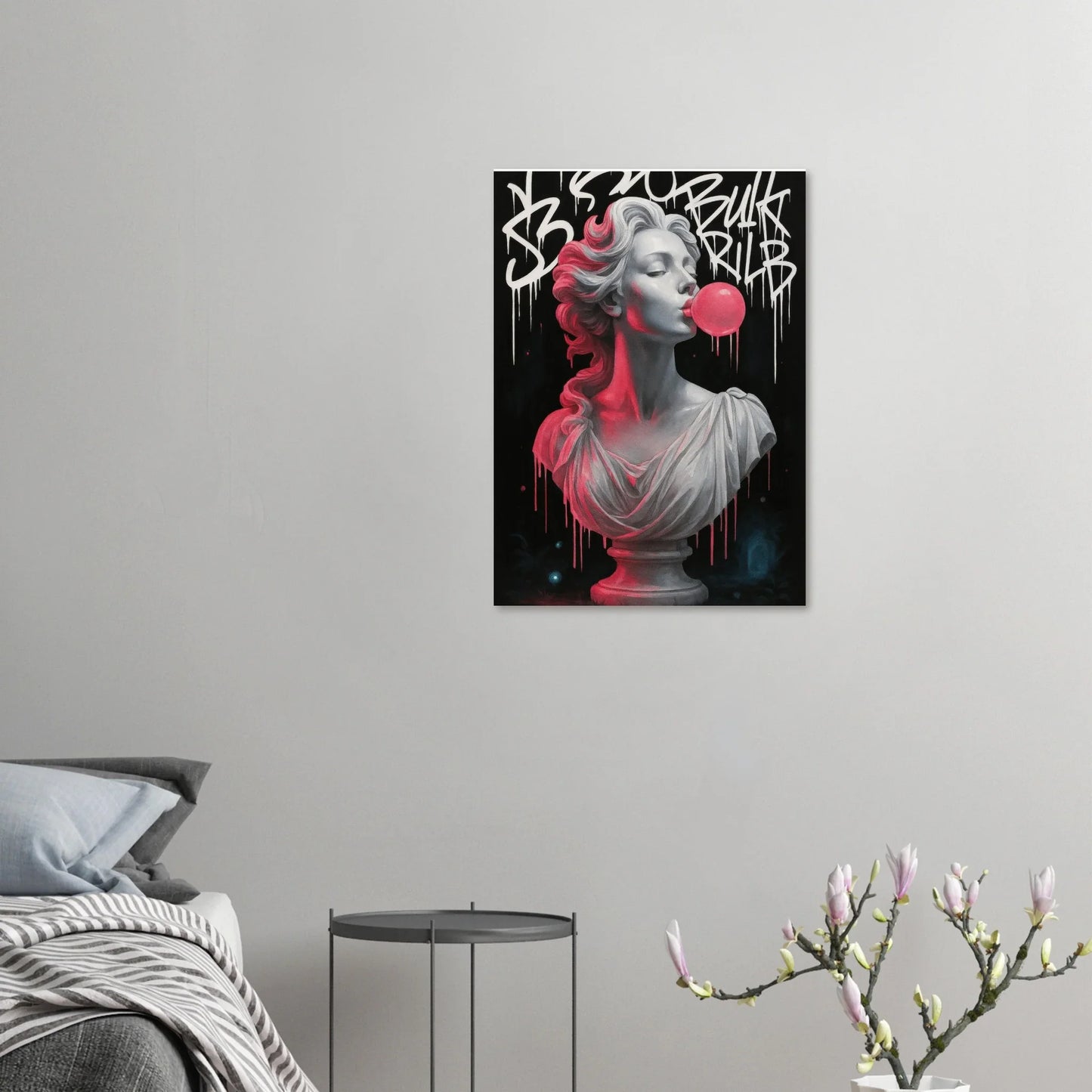 Neon Bust Bubblegum Dream: Striking Pop Art Poster with Vibrant Graffiti Flair, in Your Choice of 29 Sizes
