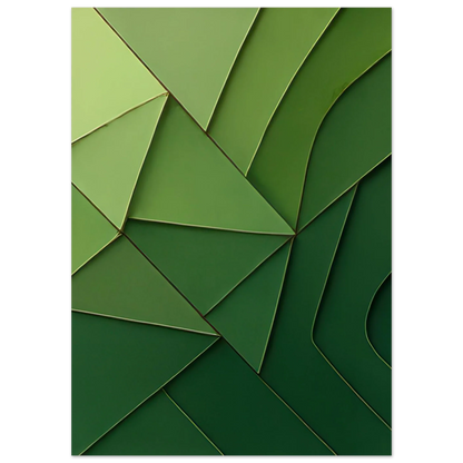 Abstrakt Minimalistisk Grön Geometri Konsttryck – Väggkonst i Nyanser av Skog och Limegrön