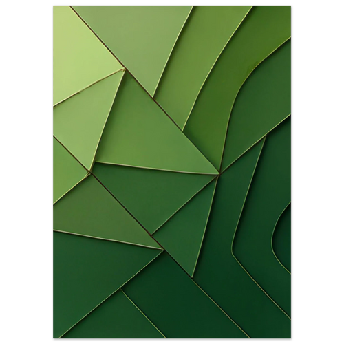 Abstrakt Minimalistisk Grön Geometri Konsttryck – Väggkonst i Nyanser av Skog och Limegrön