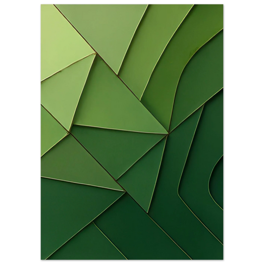 Abstrakt Minimalistisk Grön Geometri Konsttryck – Väggkonst i Nyanser av Skog och Limegrön