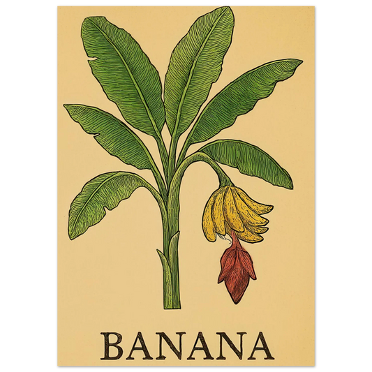 Frukter Banana Botanical Art Print – Vintage-Inspired Wall Decor in Your Preferred Size