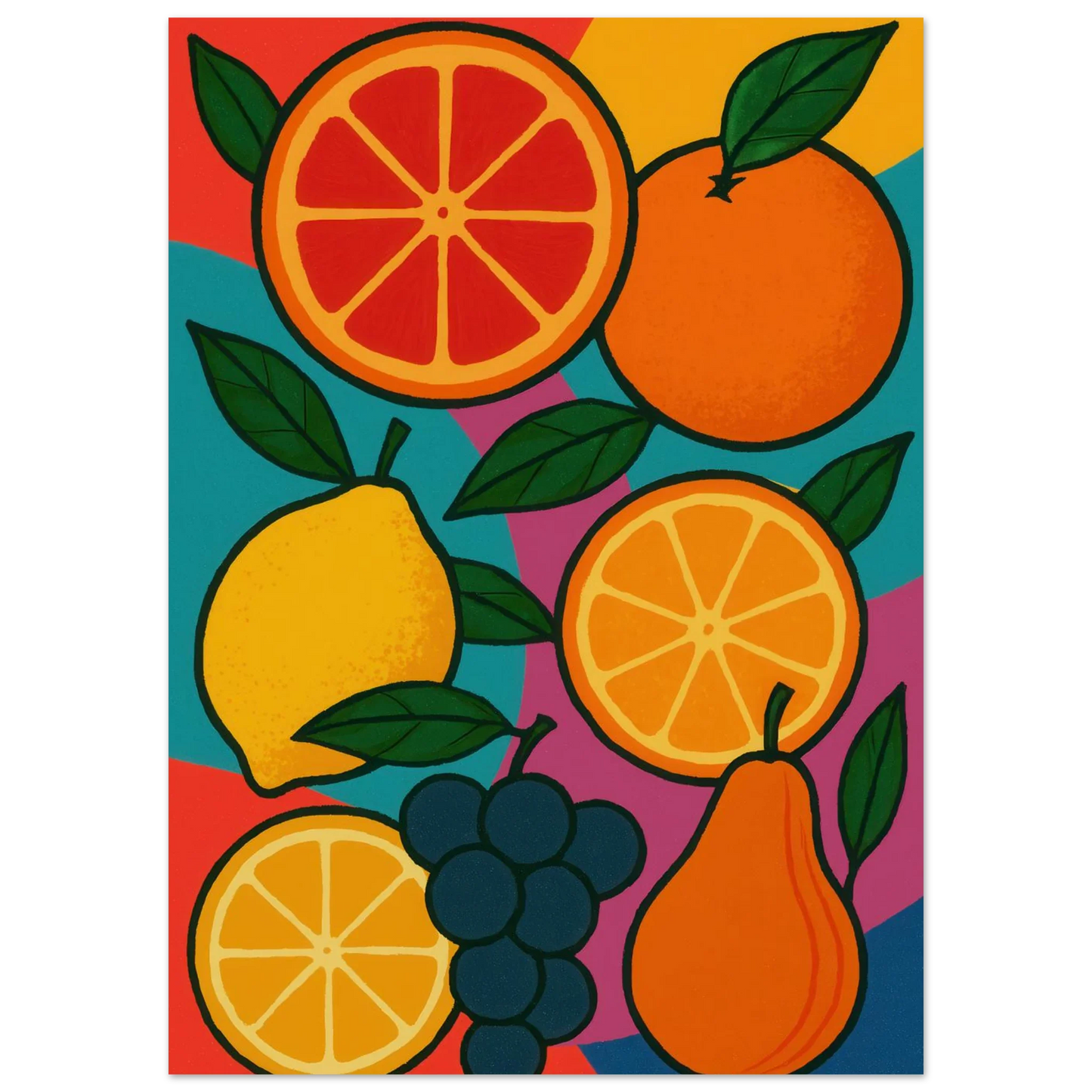 Frukter: Vibrant Pop Art Frukt Poster – Lägg till en färgexplosion i ditt hem