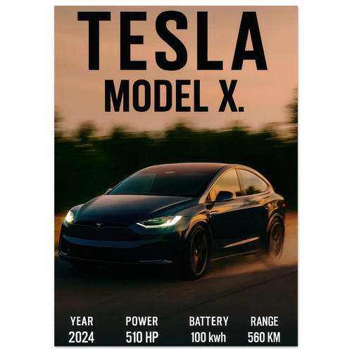 Tesla Model X Konsttryck - Modern Lyx för Väggen med Fenomenal Detaljrikedom