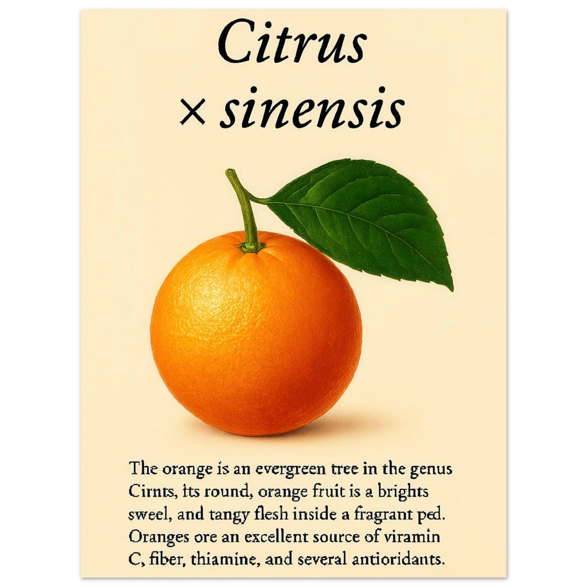 Frukter Citrus Sinensis Botanisk Poster - Vibrant Orange Art Print för ditt hem