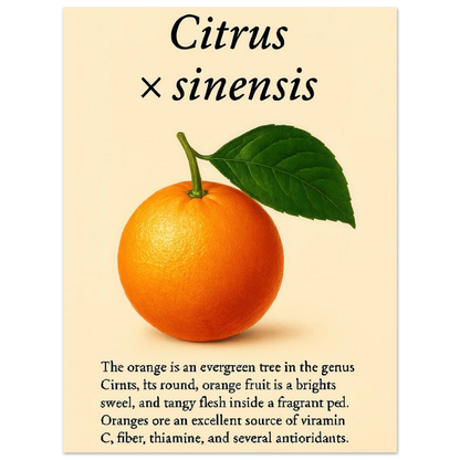 Frukter Citrus Sinensis Botanisk Poster - Vibrant Orange Art Print för ditt hem