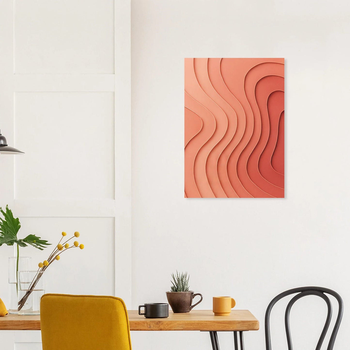 Abstrakt Vågmönster Poster: Minimalistisk Konst i Varme Aprikostoner – Välj Din Perfekta Storlek