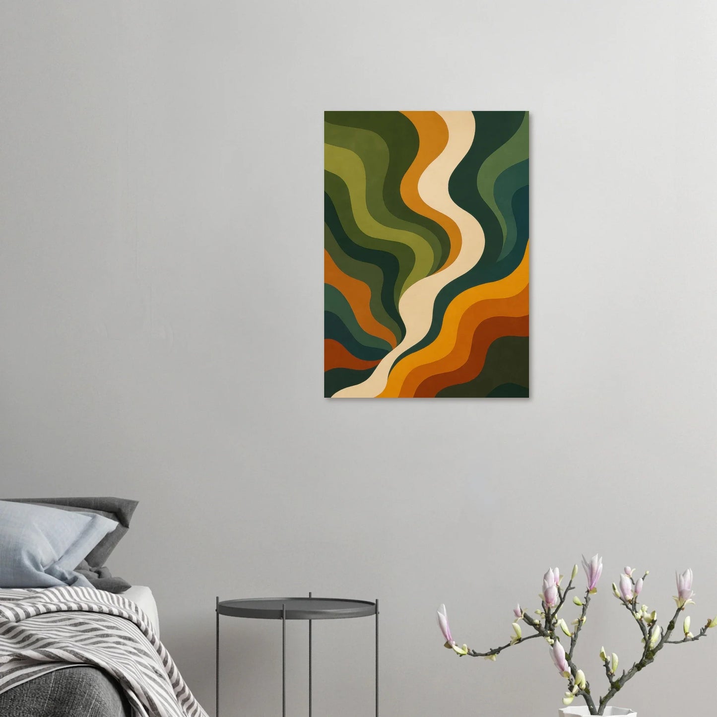 Retro Abstract Swirls Poster - Earth Tones Mid-Century Modern Art Print in 29 Sizes